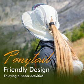 TOP-EX L/XL Ponytail Women Sun Hat with Neck Flap Sunglass Lock Wide Brim Sun Hats for Women Summer Fishing Waterproof Hats Golf Camping Foldable Grey X-Large