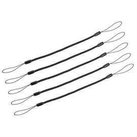 TA-VIGOR 5Pcs Elastic Tether Lanyard, 3.7mm Dia x 270mm Retractable Spring Coil Strap Anti-Lose Pen Leash, Plastic Stylus Tether Cord for Drawing Pen to Tablet or Touchscreen Device, Black