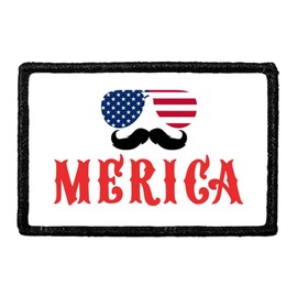 Merica US Morale Patch | Hook and Loop Attach for Hats, Jeans, Vest, Coat | 2x3 in | by Pull Patch
