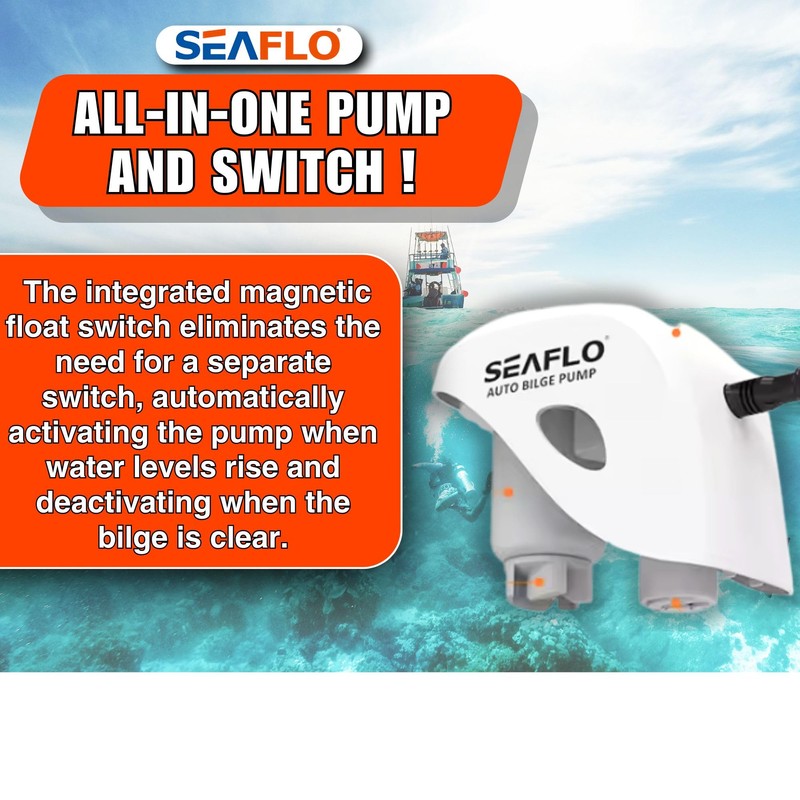 SEAFLO Automatic 1100GPH Submersible Bilge Water Pump 4 Year Warranty