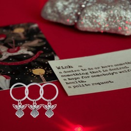 AUEAR, 50 Pack Silver Guardian Angel Charm Keychain Key Ring Chains for Women Wedding Party