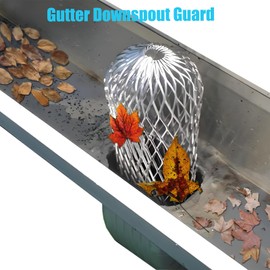 scorking 8 Pack Gutter Downspout Guard, Downspout Guard Filter Strainer 3.5 Inch Aluminium Expandable Mesh, Gutter Screen Cover Protector Stop Leaf Debris and Rodent Blocking (8)