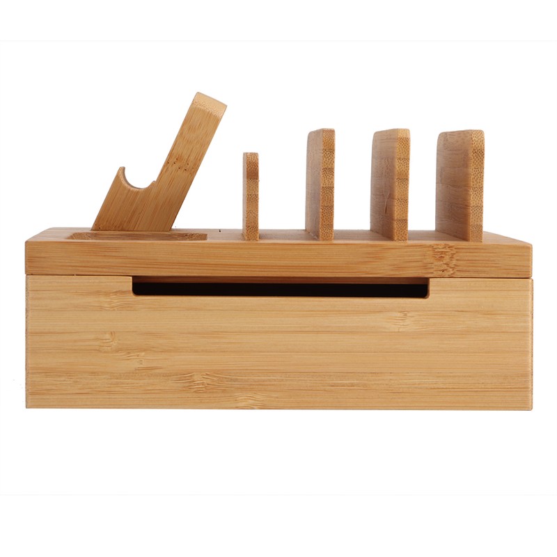 Bamboo Multiple Layer Digital Electronic Bracket Mobile Phone Charging Storage
