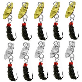 OriGlam Fly Fishing Fly Kit, Handmade Fly Fishing Lures Dry Fly Wet Fly, Spinners Bait Fishing Spinners Lures Hook for Bass Salmon Trout Pike (10pcs)