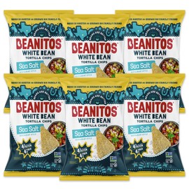 Beanitos Bean Chips - Restaurant Style Sea Salt - (6 Pack) 5 oz Family Size Bag - White Bean Tortilla Chips - Vegan Snack with Good Source of Plant Protein and Fiber