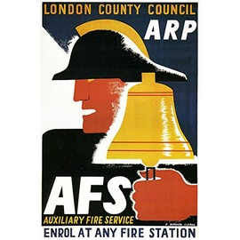 Vintage World War Two WW2 British Propaganda Poster Auxiliary Fire Service CANVAS Print