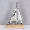 levandeo Sailing Boat Height 21 cm Metal Mango Wood Silver