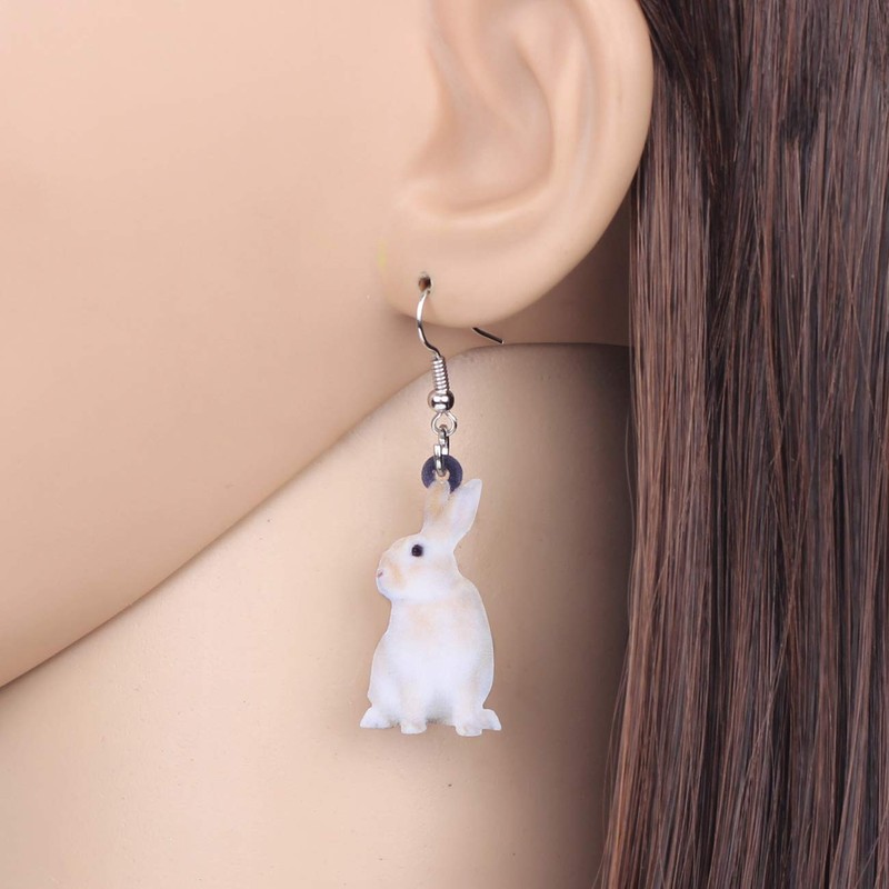 BONSNY Acrylic Cute Dangle Easter Bunny Hare Rabbit Earrings Funny