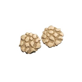 Cookie Nugget Stud Earrings Irregular Geometric 14k Gold Plated Hip-Hop Earrings For Men Women-Gold