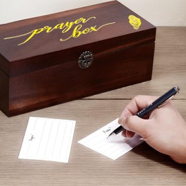JIGCEN Wooden Prayer Box, Prayer Boxes, Engraved Gold Lettering, for Christian Baptismal religious Gifts, Brown