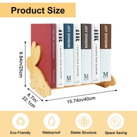 SHAIDOJIO Small Desktop Bookshelf, Bamboo Desk Bookshelf for Kids, Cute Mini Book Rack Organizer, Tabletop Bookcase Display Shelf for Magazines Books Files Letters Files CDs (Rabbit)