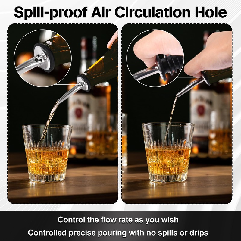 GOLD DEER 24個セット ポアラー ポアラー ステンレス テーパー注ぎ口 酒注ぎ口セット 2タイプ キャップ付き接続カバー付き