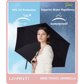 UVANTI Umbrella Small Mini Umbrella with Case - Light Folding Compact Travel Umbrella Lightweight Portable Parasol for Backpack Purse - Sun & Rain Pocket UV Umbrellas for Kids Girls Boys Women