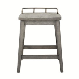 Steve Silver Furniture Ryan Counter Stool, 1-Stool, Rustic Design, Gallery Rail Back, Dining Room/Kitchen, Solid Wood Frame, Stretcher Footrest, Shaped Seat, 16" D x 19" W x 27.25" H, Smokey Oak
