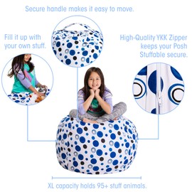 Posh Stuffable Kids Stuffed Animal Storage Bean Bag Chair Cover - Childrens Toy Organizer, Large 38" - Heather Lavender