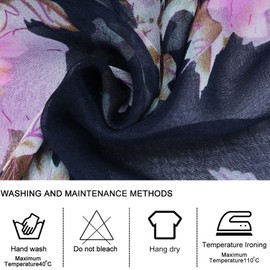 FNNAN Ladies Floral Chiffon Scarf - Sunscreen Fashion Scarf Flower Print Lightweight Head Scarf Scarves Shawls Wrap For Women (Dark Blue),One Size