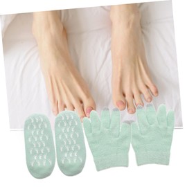 Mikinona Gel Gloves Socks Moisturizing Foot Mask Gloves Kit White Cotton for Women Overnight Use Random Style