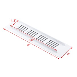 Geesatis 8 x 2 inch / 200 x 50 mm Rectangle Shape Mesh Air Vent for Cabinet Shoe Cabinet Hardware Accessories Ventilation Cover, with Mounting Screws, White, 2 Pcs