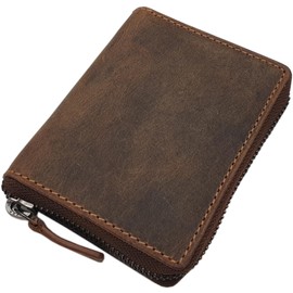 myledershop Genuine Buffalo Full Leather Wallet / Purse / Wallet with RFID & NFC Protection, Cognac, Modern