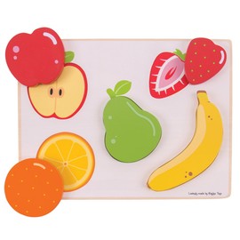 Bigjigs Toys Wooden Chunky Lift and See Puzzle - Fruit