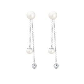 Elli Earrings Ladies Elegant Ear Hanger with Freshwater Cultured Pearls and Crystals in 925 Sterling Silver
