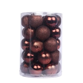 YYCRAFT 34ct Christmas Ball Ornaments 4CM for Xmas Tree Christmas Decorations Shatterproof Hooks Included (Brown, S)