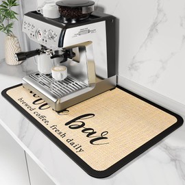 DK177 Coffee Mat Coffee Bar Mat Hide Stain Absorbent Drying Mat with Waterproof Rubber Backing Fit Under Coffee Maker Coffee Machine Coffee Pot Espresso Machine Coffee Bar Accessories-24"x16"