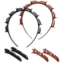 KEQAR 4er Set Haarstyling-Hilfsmittel mit Clips und Haarbändern, Flechtfrisuren, Haarspangen, geflochtene Haarbänder, Friseurbedarf