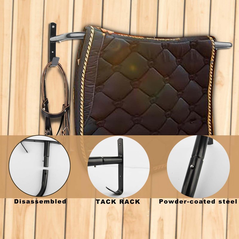 2Pcs Blanket Rack with Bridle Hooks,Wall Mounted Removable Horse Blanket