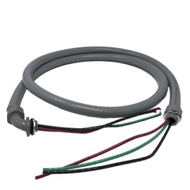 Sealproof Power Whip Assembly, 3/4-Inch x 6 Ft Nonmetallic Liquid Tight Flexible Electrical Conduit and 8 Gauge Wire Single Phase Preassembled A/C Hook-up Whip Kit, 3/4" Dia