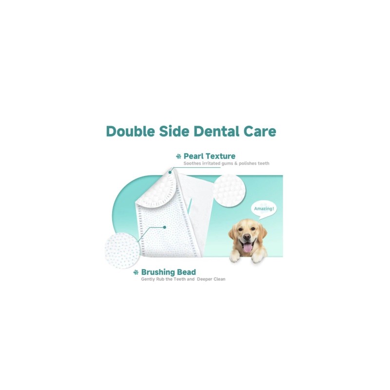 Lulumonster Pet Dental Finger Wipes for Dogs-Cats,Dog Teeth Cleaning Wipes
