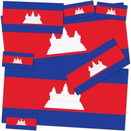 Desert Cactus Cambodia Country Flag Sticker Decal Variety Size Pack 8 Total Pieces Kids Logo Scrapbook Car Vinyl Window Bumper Laptop Cambodian V