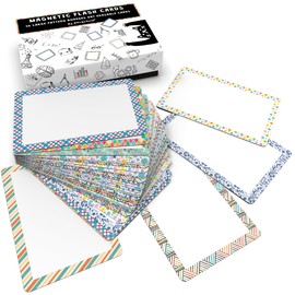 Dry Erase Magnetic Labels 5.6 x 3.7 in, Pattern Borders, Large Dry Erase Magnets, 36-Pack, Erasable Write-On All-Purpose Labels, for Office, Education, Home, Whiteboard