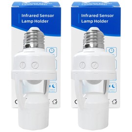 HaeKap Motion Sensor Light Socket Adapter for E26/E27 Bulbs - Automatic On/Off, 360° Detection, No Wiring Needed