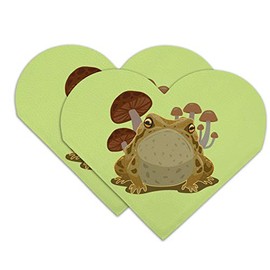 Toad Sitting in Front of Mushrooms Heart Faux Leather Bookmark - Set of 2