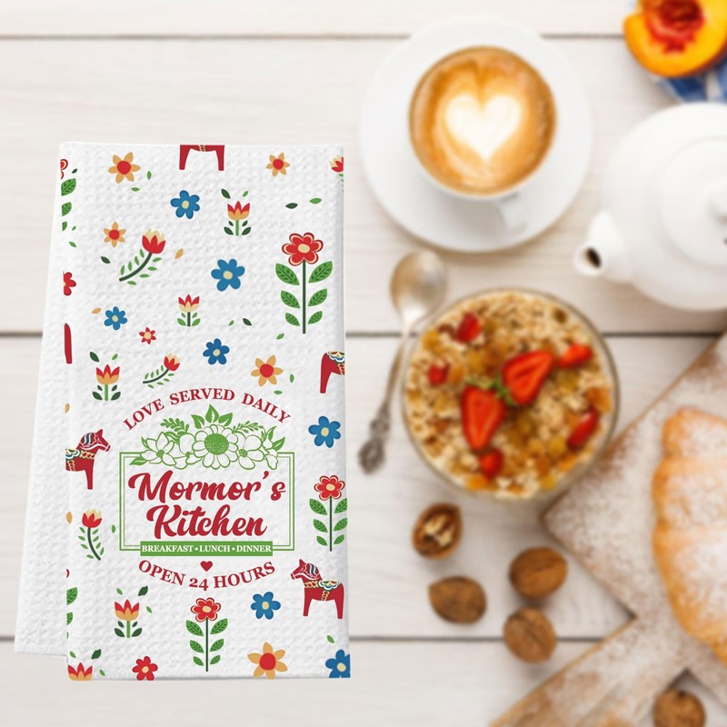 Funny Mormor's Kitchen Towel Scandinavian Grandmother Gift Swedish Grandmother (Mormor's
