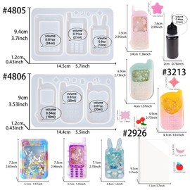 FUNSHOWCASE Resin Shaker Molds Set Mobile Phones Keychain Charm Pack of 8 Silicone Trays Seal Films Precision Tip Applicator Bottle Kit Bundle