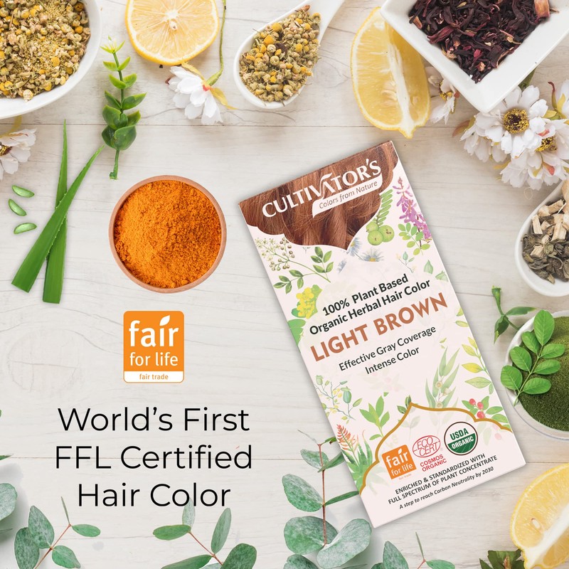 Cultivator's Organic Herbal Hair Colour, Light Brown, 100 g