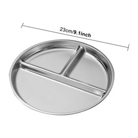 4 Pack Portion Control Plate with 3-Compartment,Unbreakable Portion Plates for Diet Food,Stainless Steel Plate for Adults Kids, Camping, Lunch and Dinner,9"x 9"