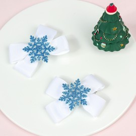 Christmas Snowflakes Hair Bow Clips Snowflakes Bowknot Hair Pin Christmas Hair Bow Clips BHC06 (2 Pcs-Set A)