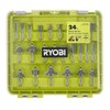 RYOBI 24-Piece Router Bit Set, Carbide Tipped, 1/4 Inch Shank,