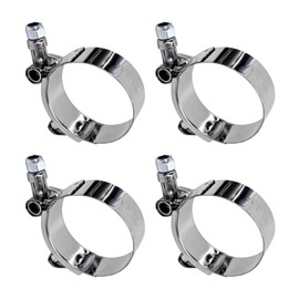 MUQIDA 4 PCS 1.5" T-Bolt Hose Clamp, Stainless Steel Adjustable Pipe Clamp with Working Range 46-52mm, Heavy-Duty Turbo Intake Intercooler Clamps Insert Locknut for 1.5" Hose ID