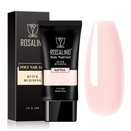 ROSALIND Pink Poly Nail Gel, 2 oz Nude Poly Extension Gel for Nail Natural Builder Pink Gel,Poly Extension Long-Lasting Enhancement