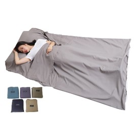 JITTY Sleeping Bag Liner 210x115cm,Portable Lightweight Sleeping Bags,Travel Sheet With Pillow Slot for Hotel Hostels Business Camping Backpacking Hiking Mountain Climbing Home Train(Silver Grey)