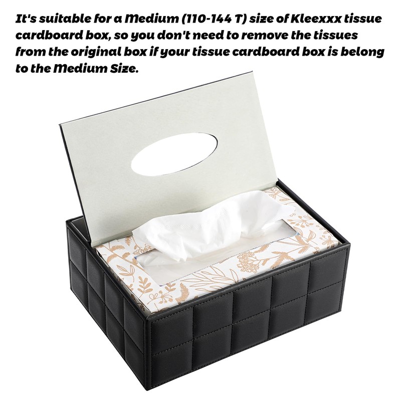 BTSKY PU Leather Household Office Rectangular Tissue Box with Remote