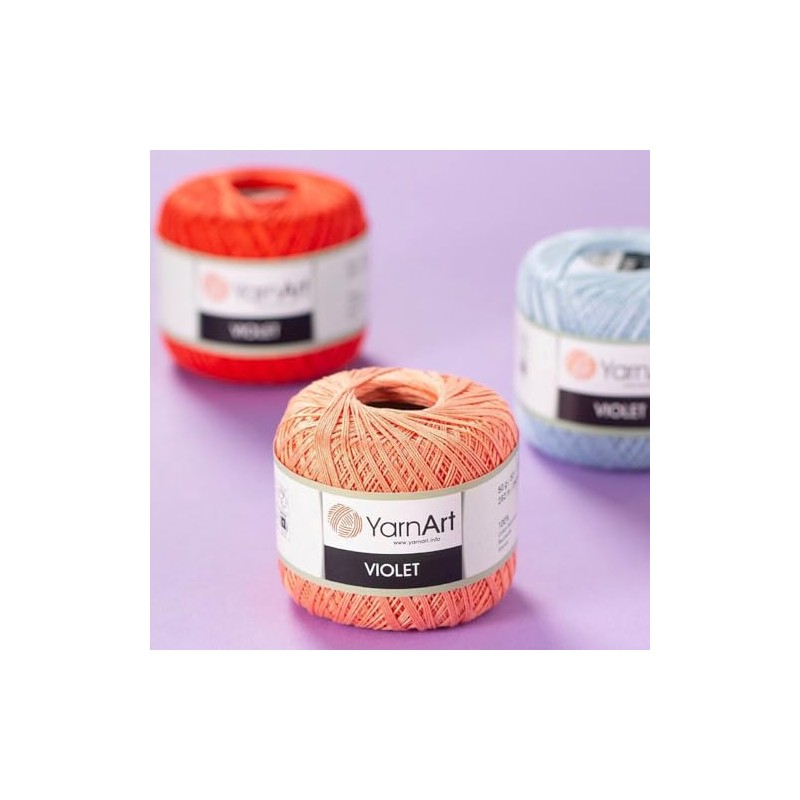 Yarn Art 1 Skein YarnArt Violet,100 Mercerized Cotton Yarn Threads