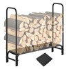 Heavy Duty 4ft Firewood Rack Outdoor with Cover Large Steel