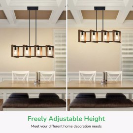 EDISHINE Farmhouse Kitchen Island Lighting Adjustable Rustic Wood Chandeliers