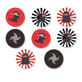 Ninja Samurai Labels Stickers Warrior Shinobi Theme Decor for Toddlers Child Kid Boys Girls 1st Birthday Party Decorations Baby Shower Supplies Gift 240 PCS Photo Booth Props Favors Photography
