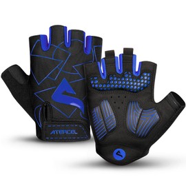 "ATERCEL" Cycling Gloves, Bicycle Gloves, Finger Cut, 0.2 inch (6 mm) SBR Pad, Shock Absorption, Abrasion Resistant, Anti-Slip, Breathable, Summer, 3D, Three-Dimensional, Road Bike Gloves, Cycling